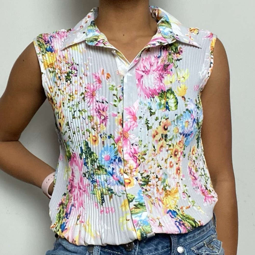 NY Collection Floral Sleeveless Blouse